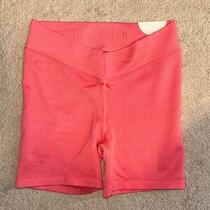 Aerie Ribbed High-Waist Women's Bike Shorts - Coral Pink